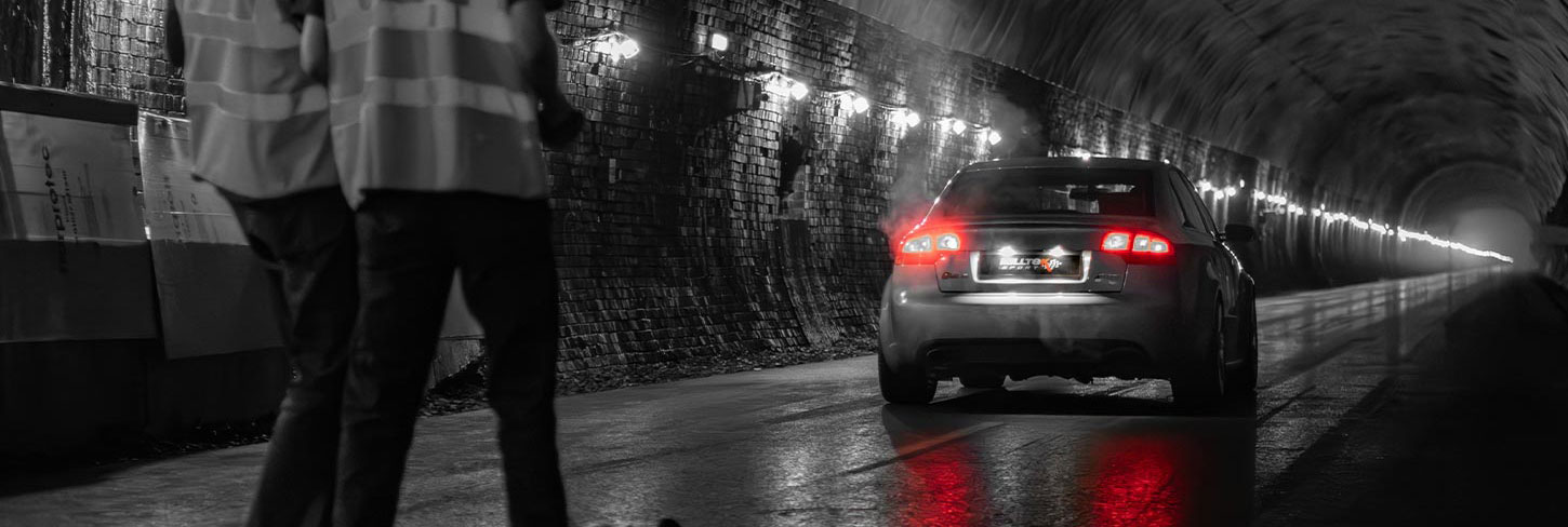 Milltek Audi RS4 B7 in a tunnel